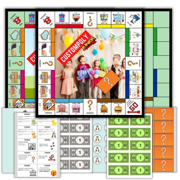 Custom Monopoly Junior Board Game Template Fully Editable On Canva